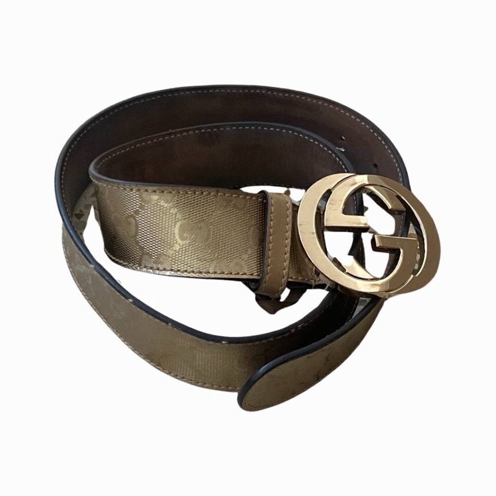 Gucci interlocking phyton belt in gold size